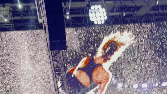 A glitter LED wall over the Sunburn stage